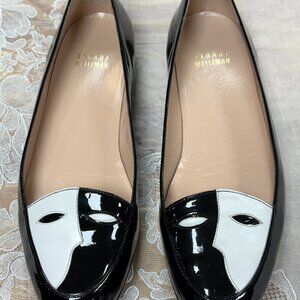 Stuart Weitzman-Women-PW32176-Black/White Patent leather Shoes.Sz-6M.Spain.Used.